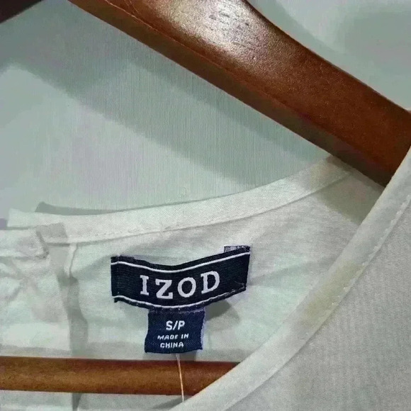 White cotton blouse, Izod, sz s/p - Picture 5 of 14